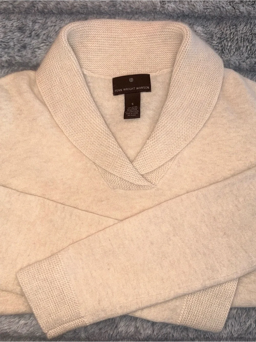 Fenn Wright Manson Cream Shawl-Collar Turtleneck Sweater